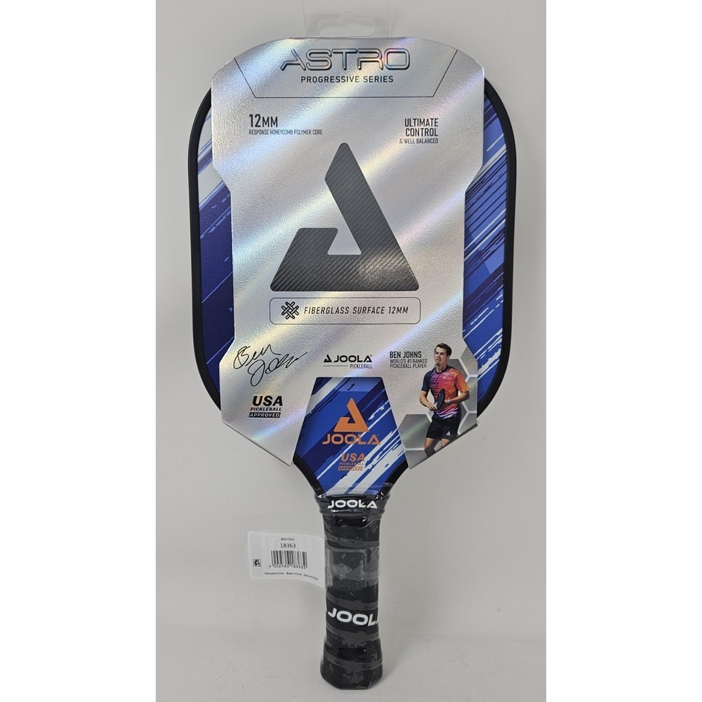 Joola Ben Johns Astro FS‎ 12mm Pickleball Paddle, Fiberglass, Blue, 18363, NWT